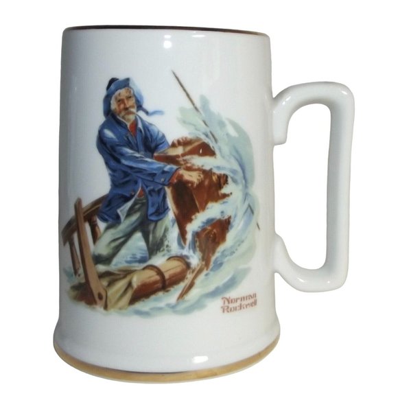 Vintage Norman Rockwell Museum Collection Braving The Storm 1985 Coffee Mug - Picture 1 of 11